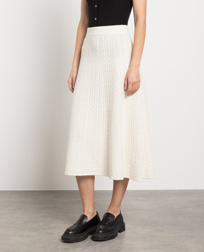 CO White A-line skirt made of cashmere in a textured pattern 7975CMR