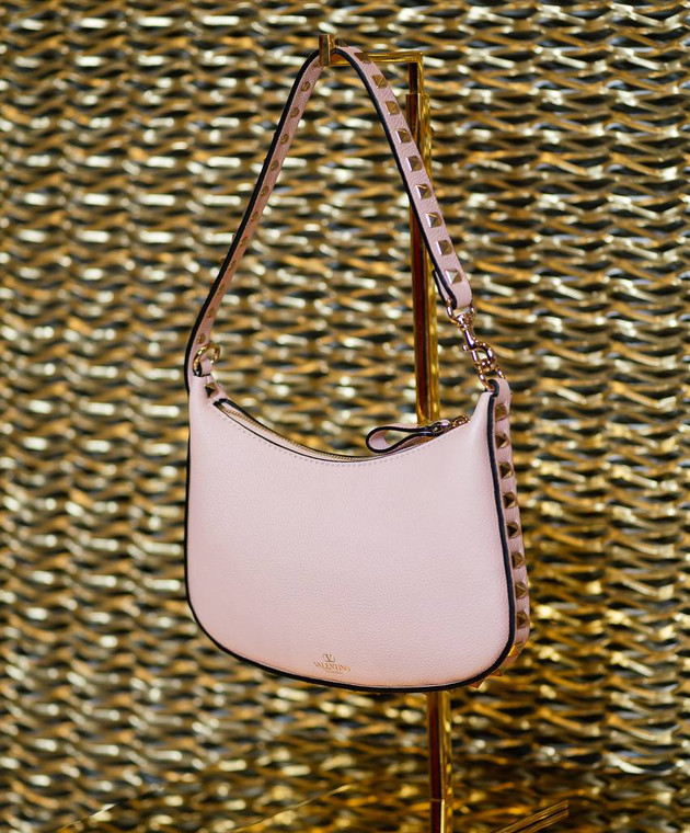 【関税&送料込】Valentino Garavani Light Pink Leather Mini H Valentino Garavani rockstud Spike Small leather Shoulder bag