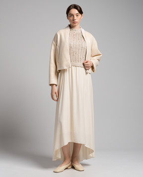Peserico Beige combined dress with sequins E82089F039206A