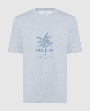 Brunello Cucinelli Gray melange t-shirt with logo print M0B138482