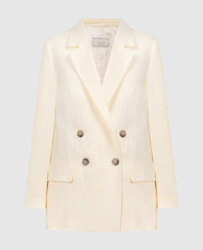 Peserico Yellow double-breasted linen jacket S0139702606