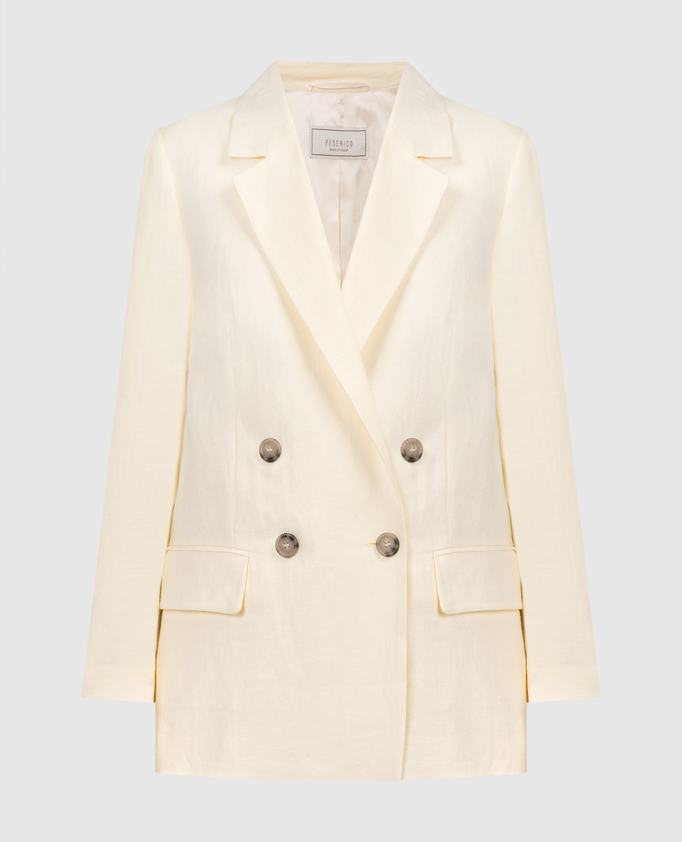 Yellow double-breasted linen jacket peserico
