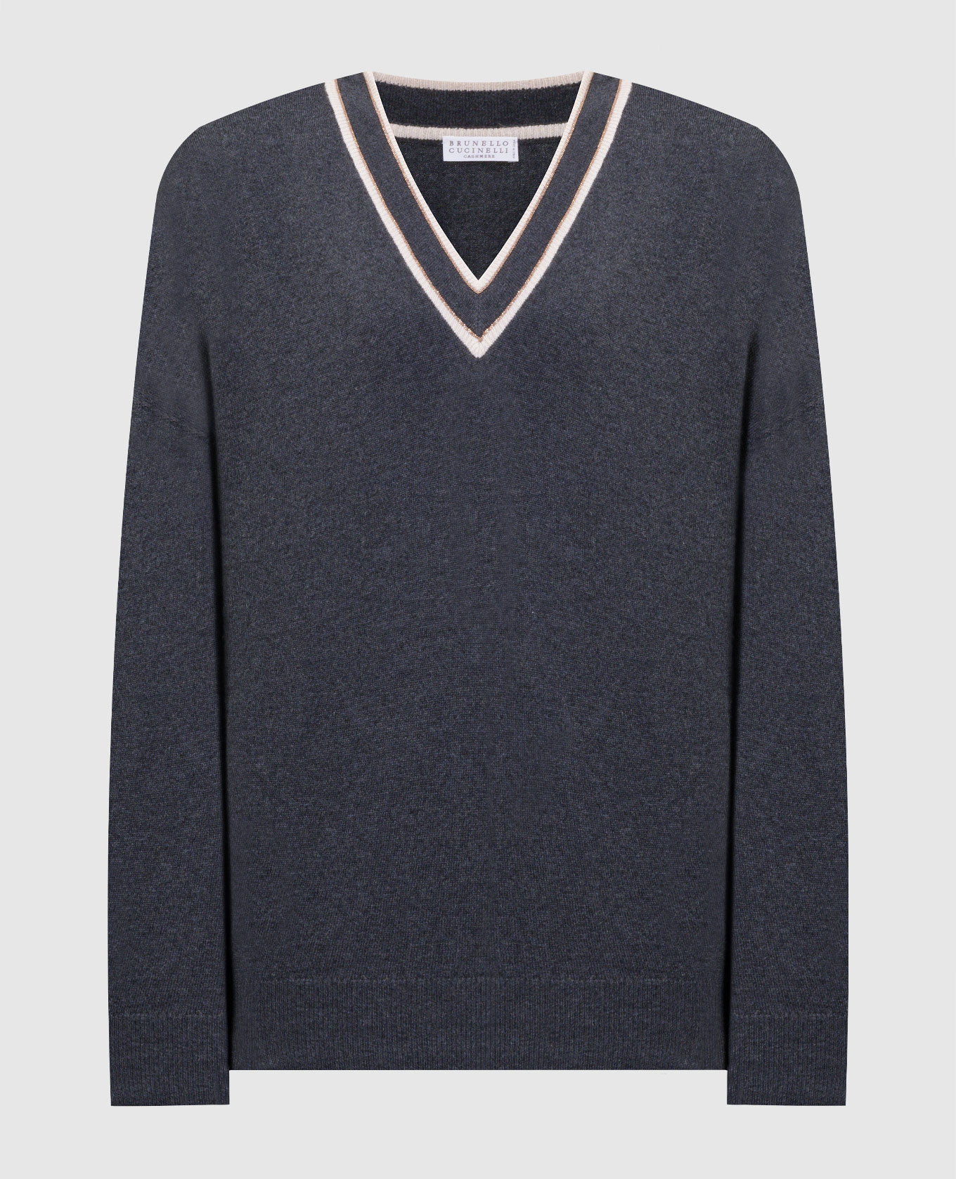 

Gray cashmere pullover with monil chain Brunello Cucinelli, Grey