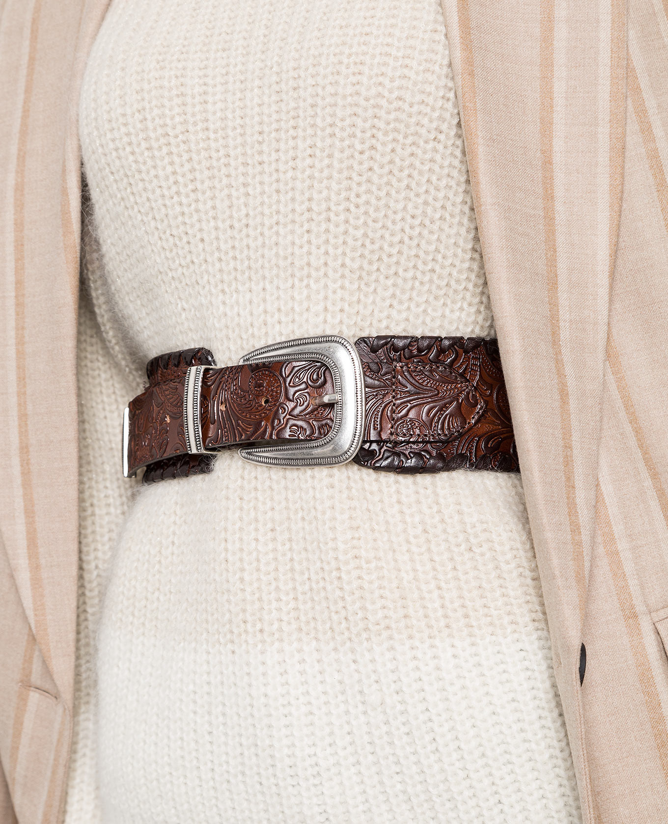 

Brown embossed leather belt Babe Pay Pls