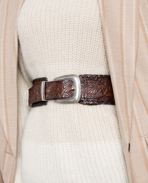 Babe Pay Pls Brown embossed leather belt 106