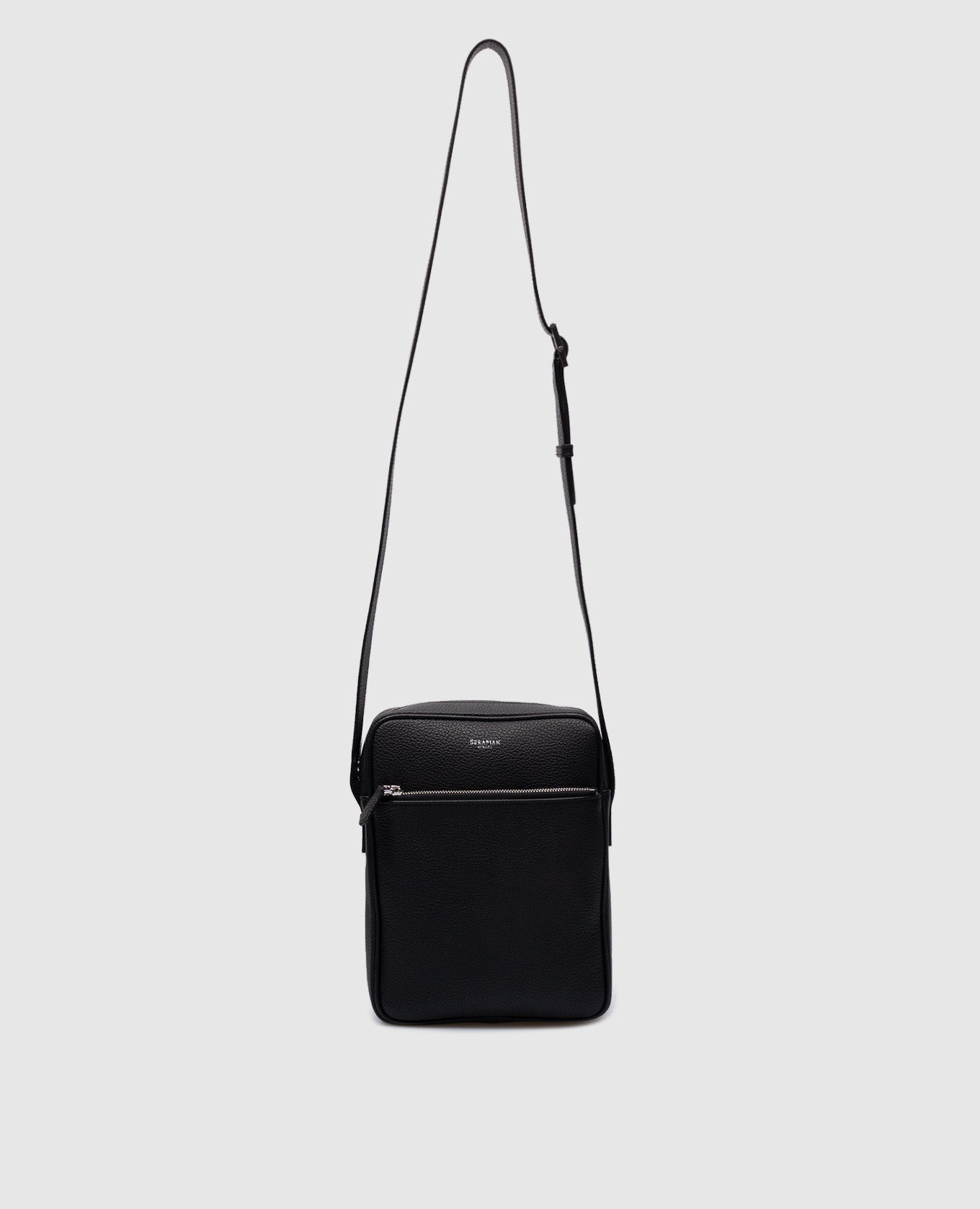 

Black leather bag with logo Serapian
