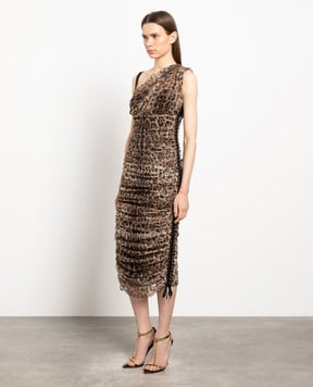 Dolce&Gabbana Brown leopard print midi dress F6D9YTFSEGZ