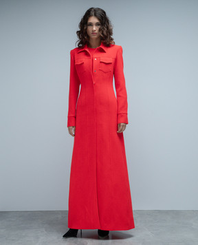 David Koma Red wool maxi coat AW23DK40C