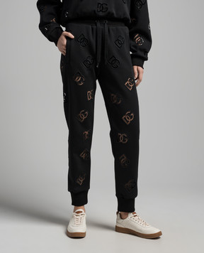 Dolce&Gabbana Black joggers with logo embroidery FTCP7ZGDB9U