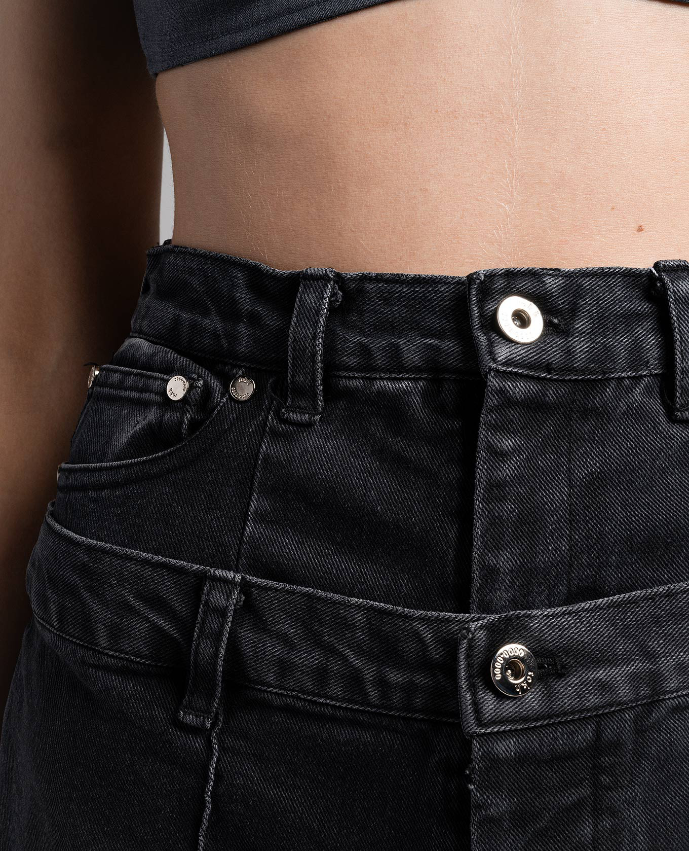 

Black double construction jeans Rokh