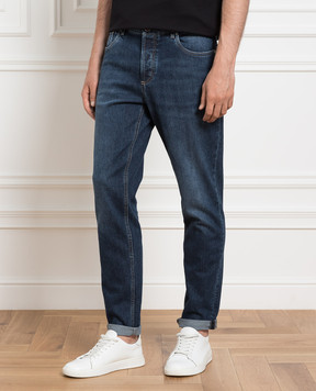 Brunello Cucinelli Blue jeans with logo patch M283PD3210