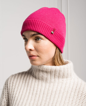 Herno Pink wool cap with logo BER00004D70127