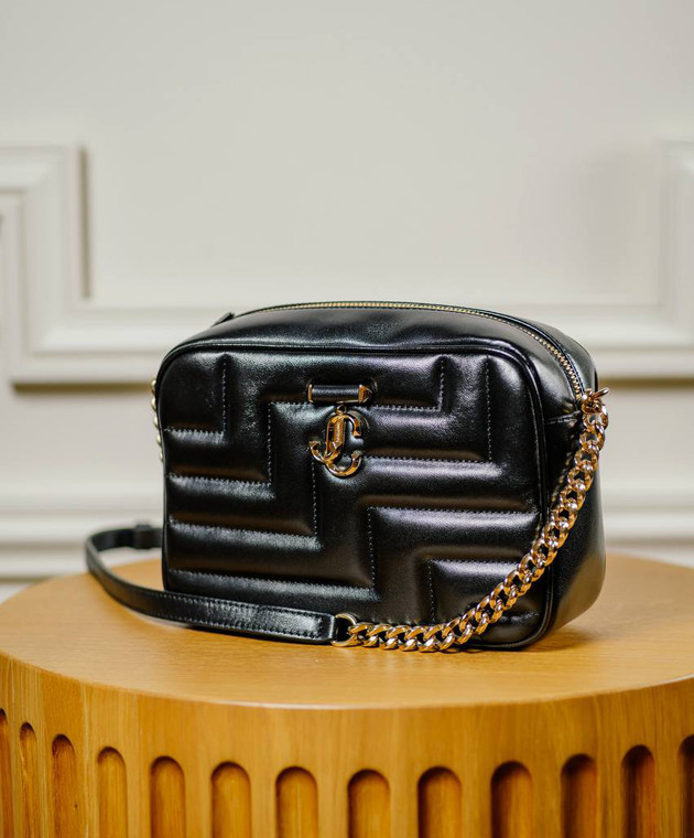 その他 TCF9325 #SC1 G62-801 Jimmy Choo - Avenue Camera Black Leather Crossbody Bag