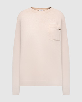 Brunello Cucinelli Beige cashmere jumper with monil chain M12186700