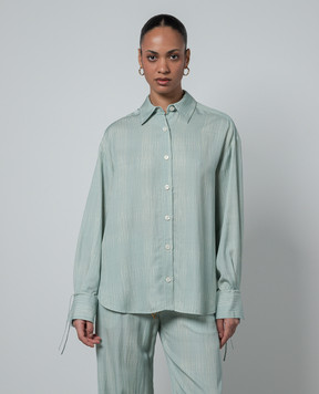 AERON FALLOW green striped blouse with linen FALLOWLAGOON