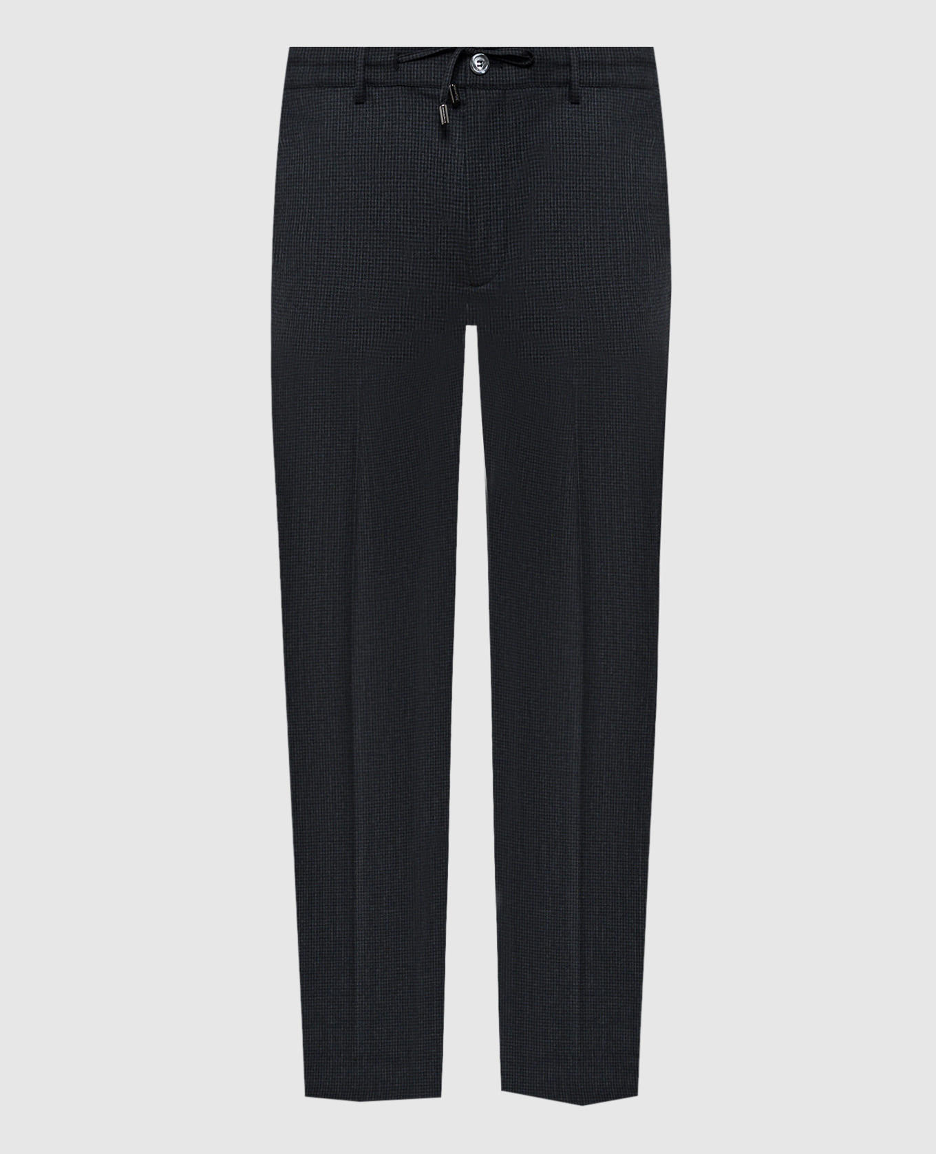 Gray checked wool trousers with metallic logo Stefano Ricci