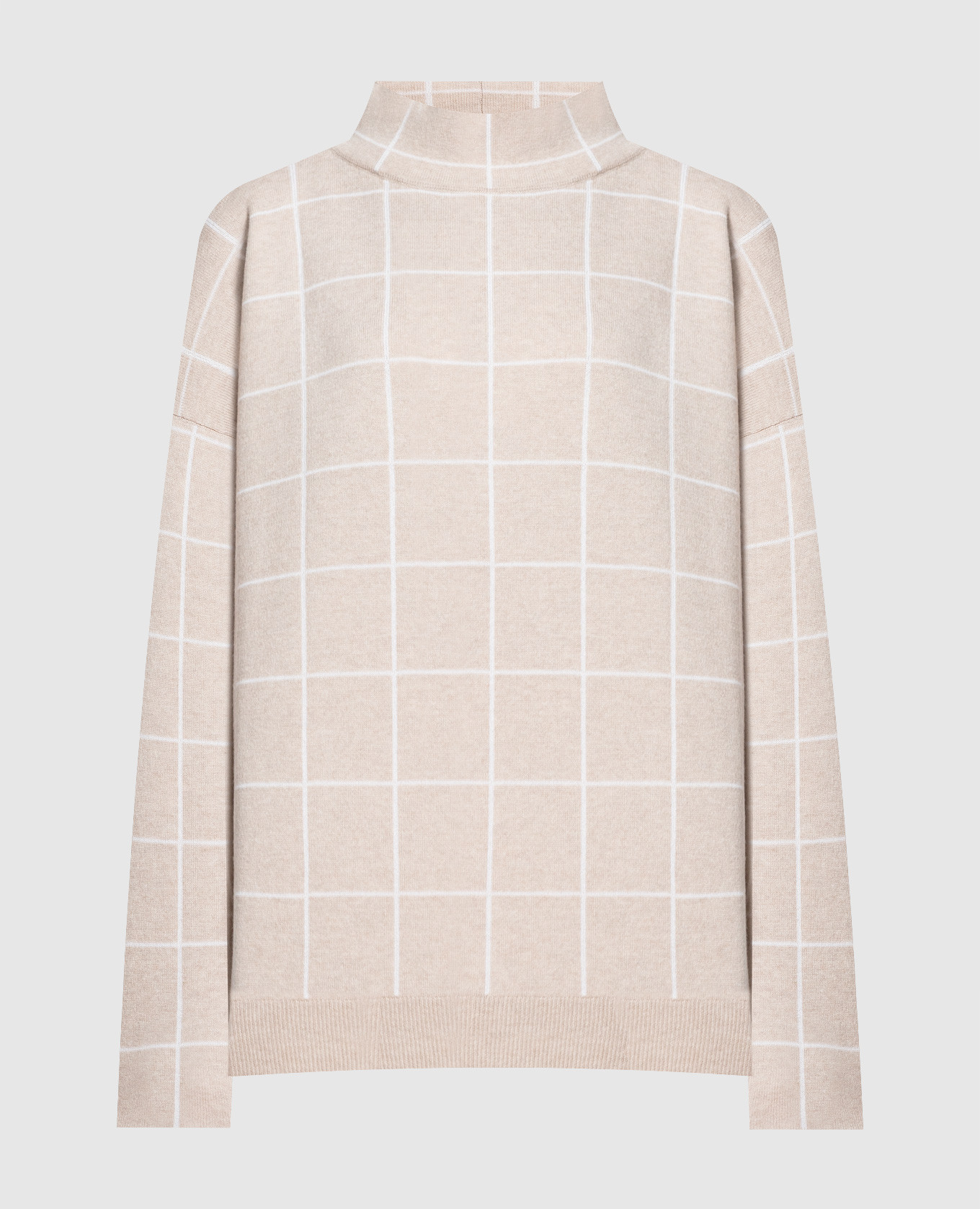 Beige check wool and cashmere sweater anneclaire