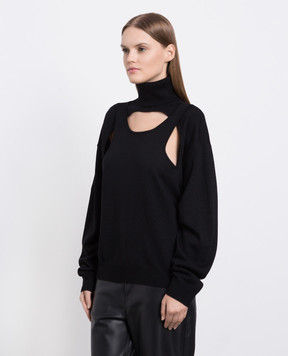 Coperni Black turtleneck made of wool with curly cutouts COPML68643