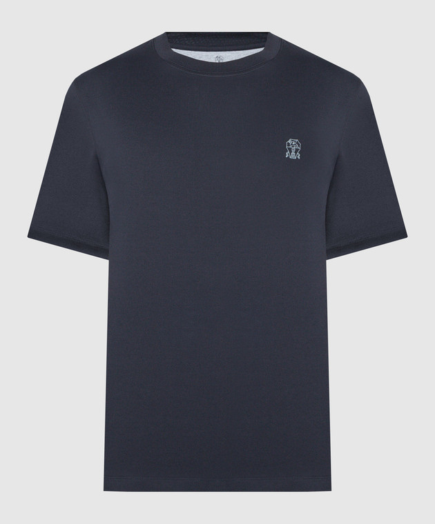 Tシャツ・カットソー BRUNELLO CUCINELLI Men T Shirts M0B138440 C4425 BLUE Brunello Cucinelli - Blue t-shirt with logo print M0B138440