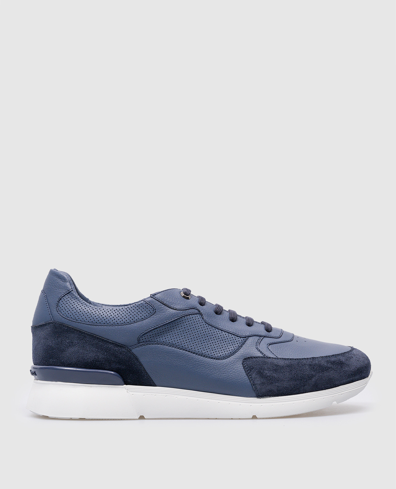 Blue leather sneakers with logo monogram stefano ricci