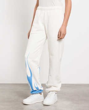 Heron Preston Law Flames logo joggers in white HWCH003S23JER002