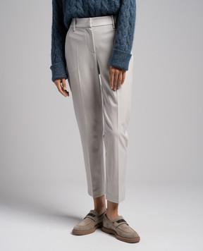 Brunello Cucinelli Gray pants with monil chain MP526P8397