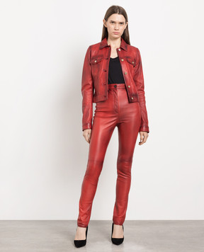 Dolce&Gabbana Red leather pants with a gradient effect FTB5ZLHULNE
