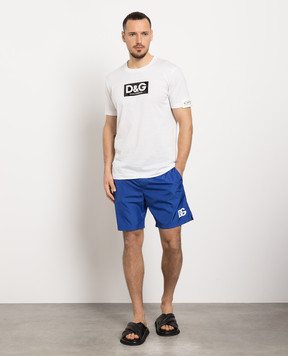 Dolce&Gabbana Blue swim shorts with DG print M4E39TFUSFW