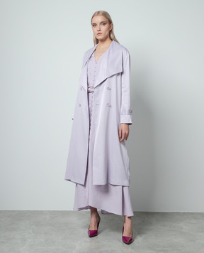 Twinset Purple double-breasted trench coat with metallic logo 241TP2540