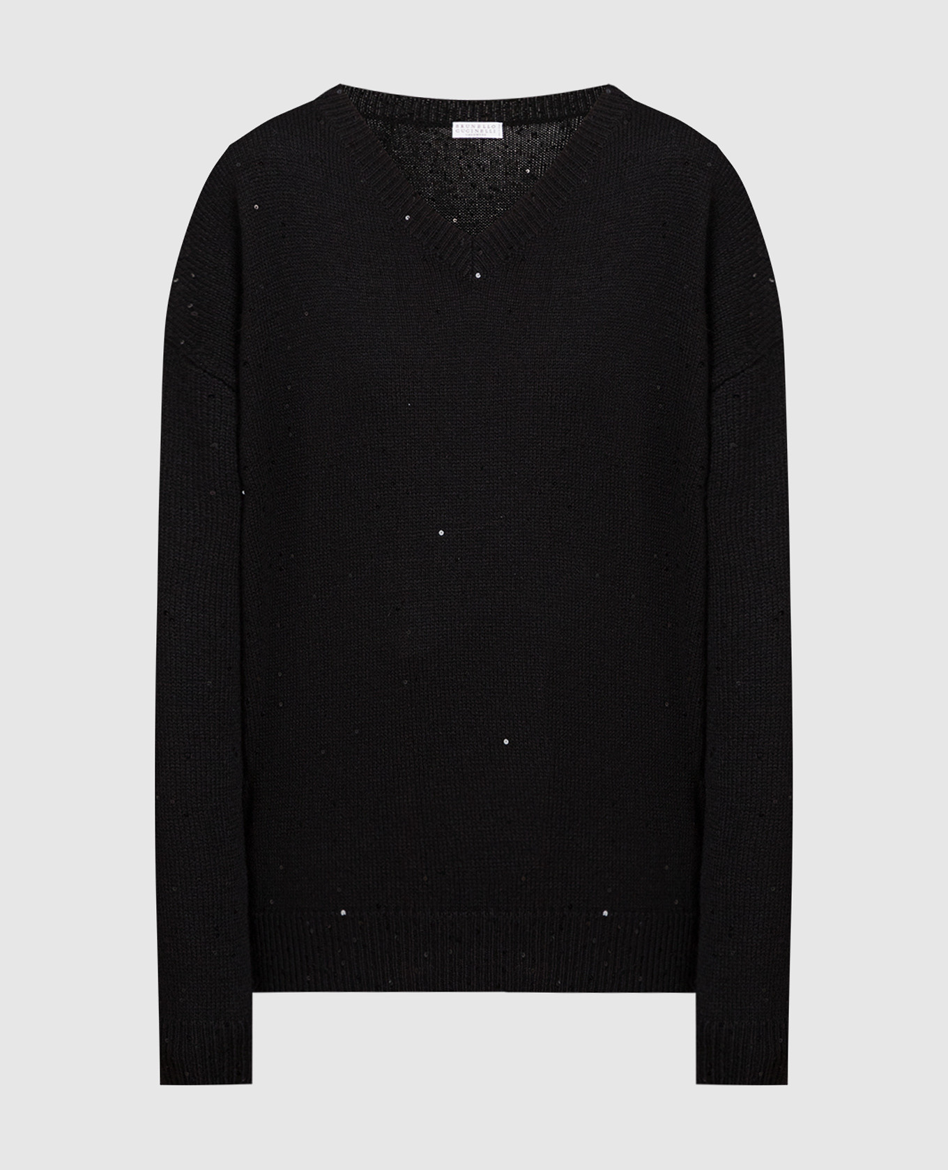 

Black cashmere and silk pullover with sequins Brunello Cucinelli, Черный
