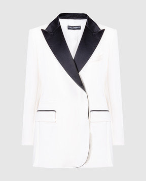 Dolce&Gabbana White double-breasted jacket with contrasting details F29XKTFURF3