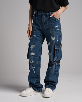 Dolce&Gabbana Blue cargo jeans with a distressed effect FTCZQDG8JQ1