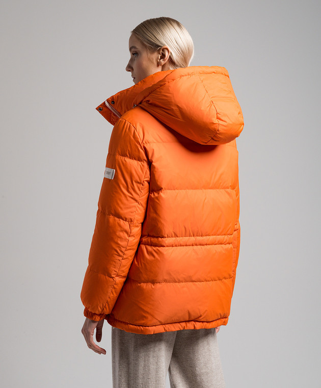 Yves Salomon Army - Orange double-sided down jacket with logo