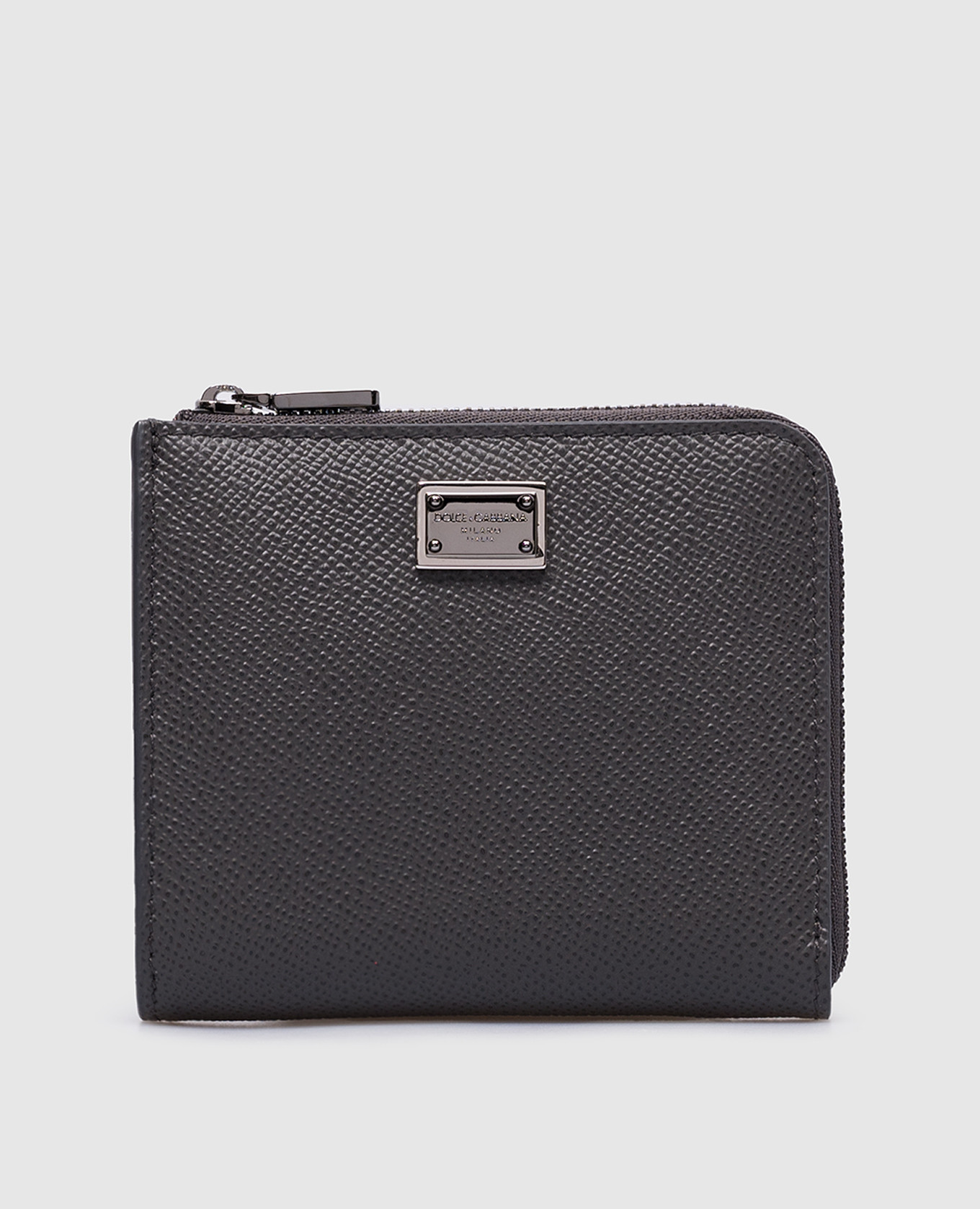 

Gray leather wallet with metal logo Dolce&Gabbana, Серый