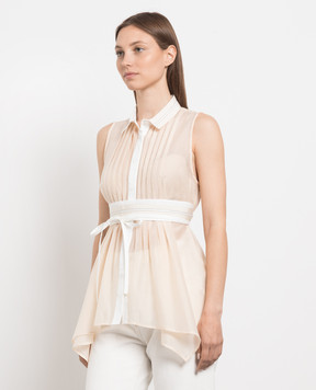 Peserico Beige top with monil chain E08266A08372