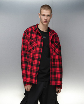 Off-White Red checkered shirt with logo embroidery OMGE031C99FAB001