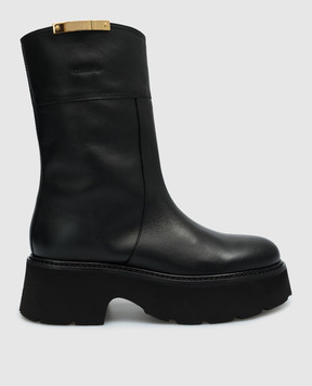N21 Black leather boots with logo 23ISP04500450