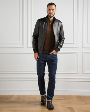 Cashmere&Whiskey Brown wool polo shirt 94394Z