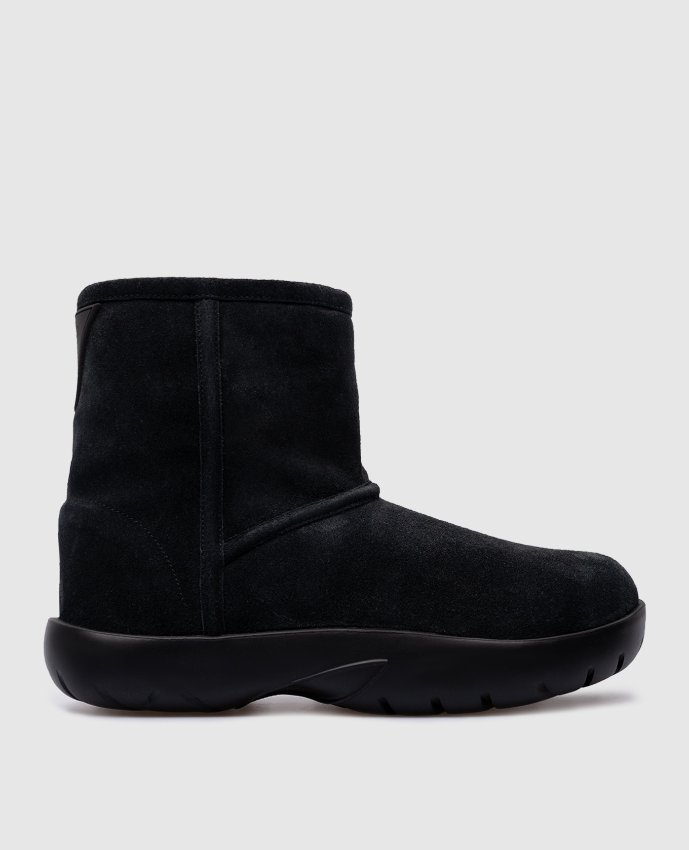 Black suede uggs with logo patch bottega veneta