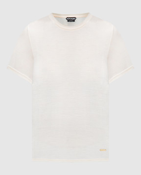 Tom Ford Beige silk T-shirt with logo TSJ567JEX078