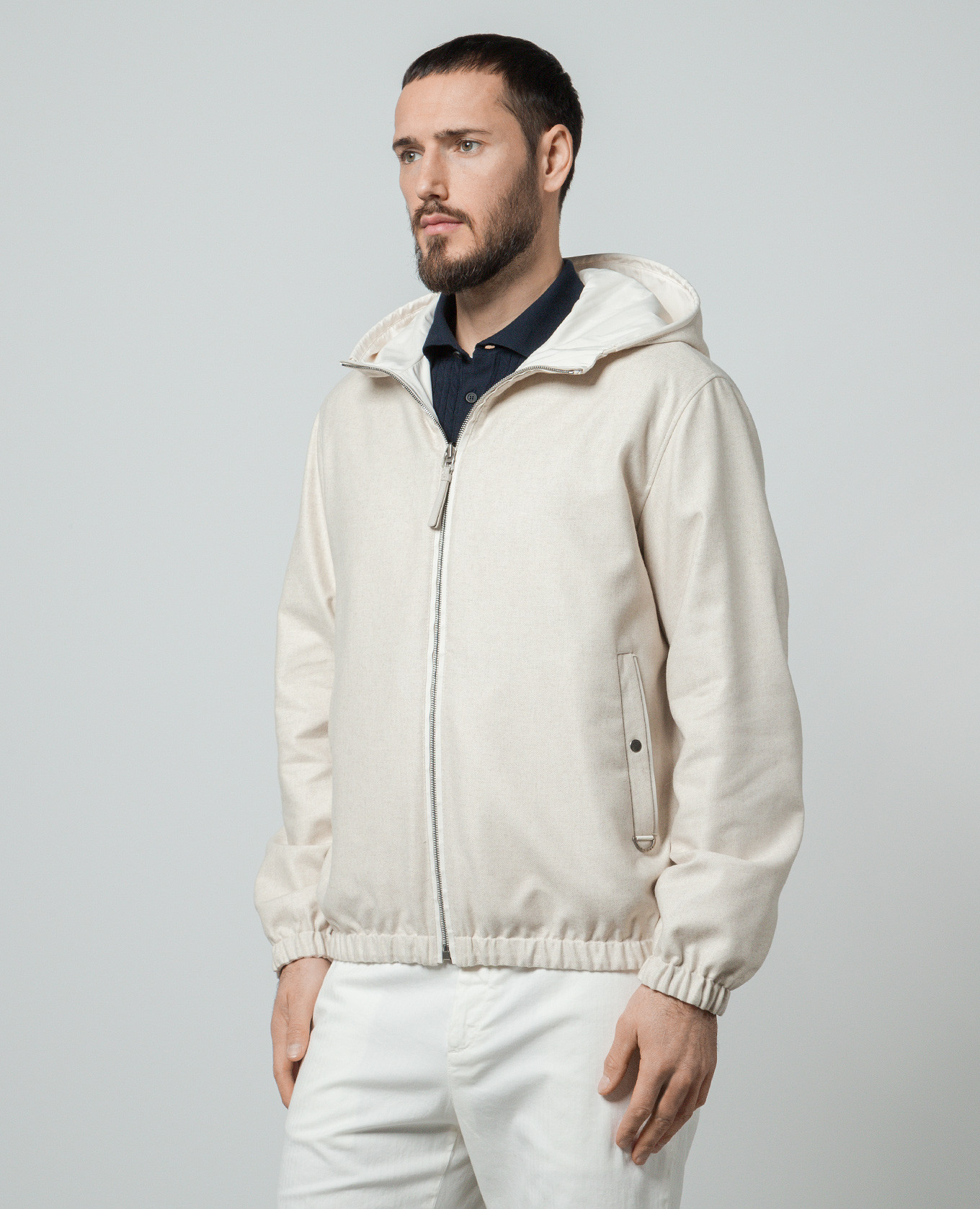 

Beige two-way jacket made of wool and silk Agnona