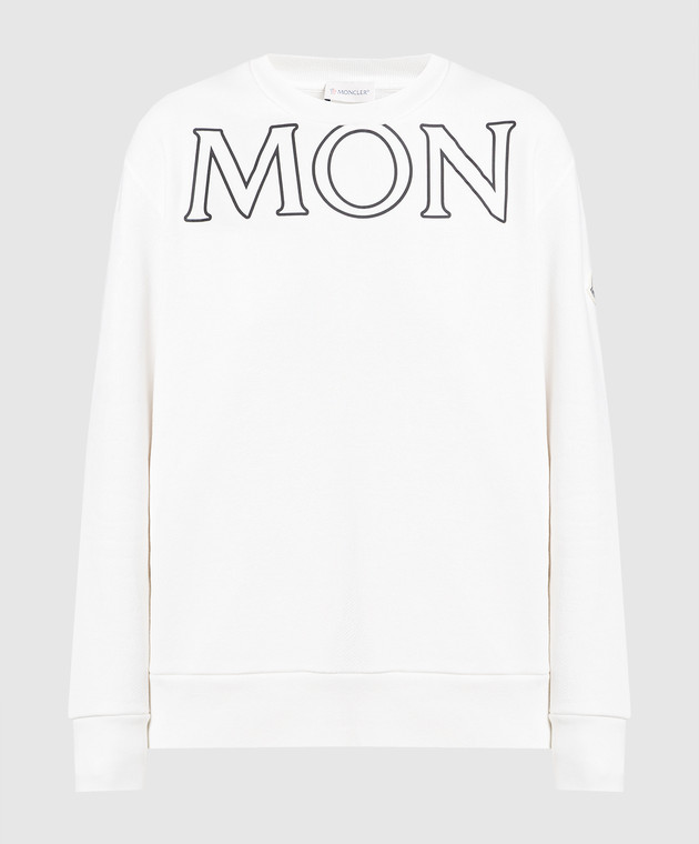 Moncler White sweatshirt with contrasting logo print 8G00029809KX buy with Hungary delivery at Symbol