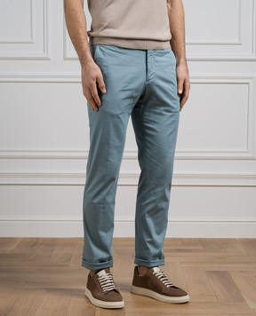 Marco Pescarolo Blue chinos with silk SLIM804900