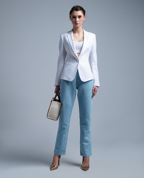 Dondup White jacket with linen DJ521LS0015DXXX