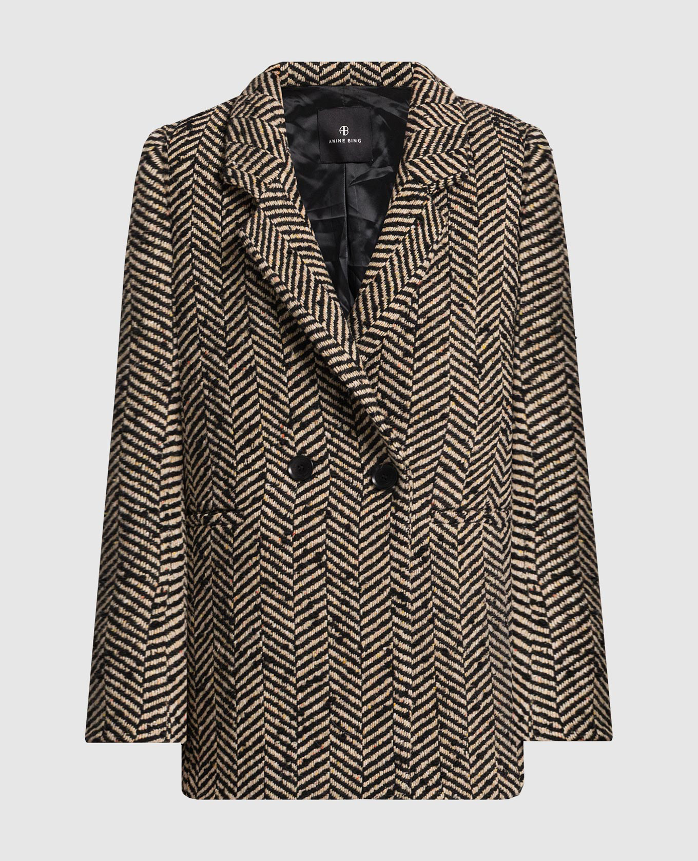 

Diana brown double-breasted jacket in herringbone pattern Anine Bing