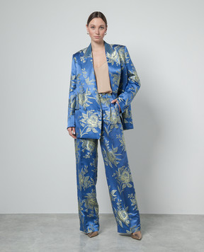 Etro Blue double-breasted jacket in a jacquard pattern WRCA000699TJD44
