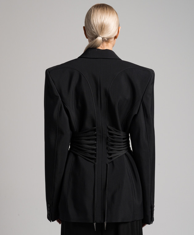 Veste Vintage Thierry Mugler - Taille 38 - Noir Avec Laçage - Occasion Très Bon état - Fabriquée En France