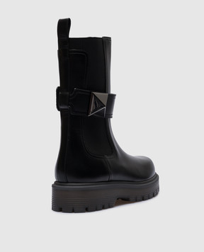 Valentino One Stud Beatle Black Leather Chelsea Boots 3W2S0FY1IJW