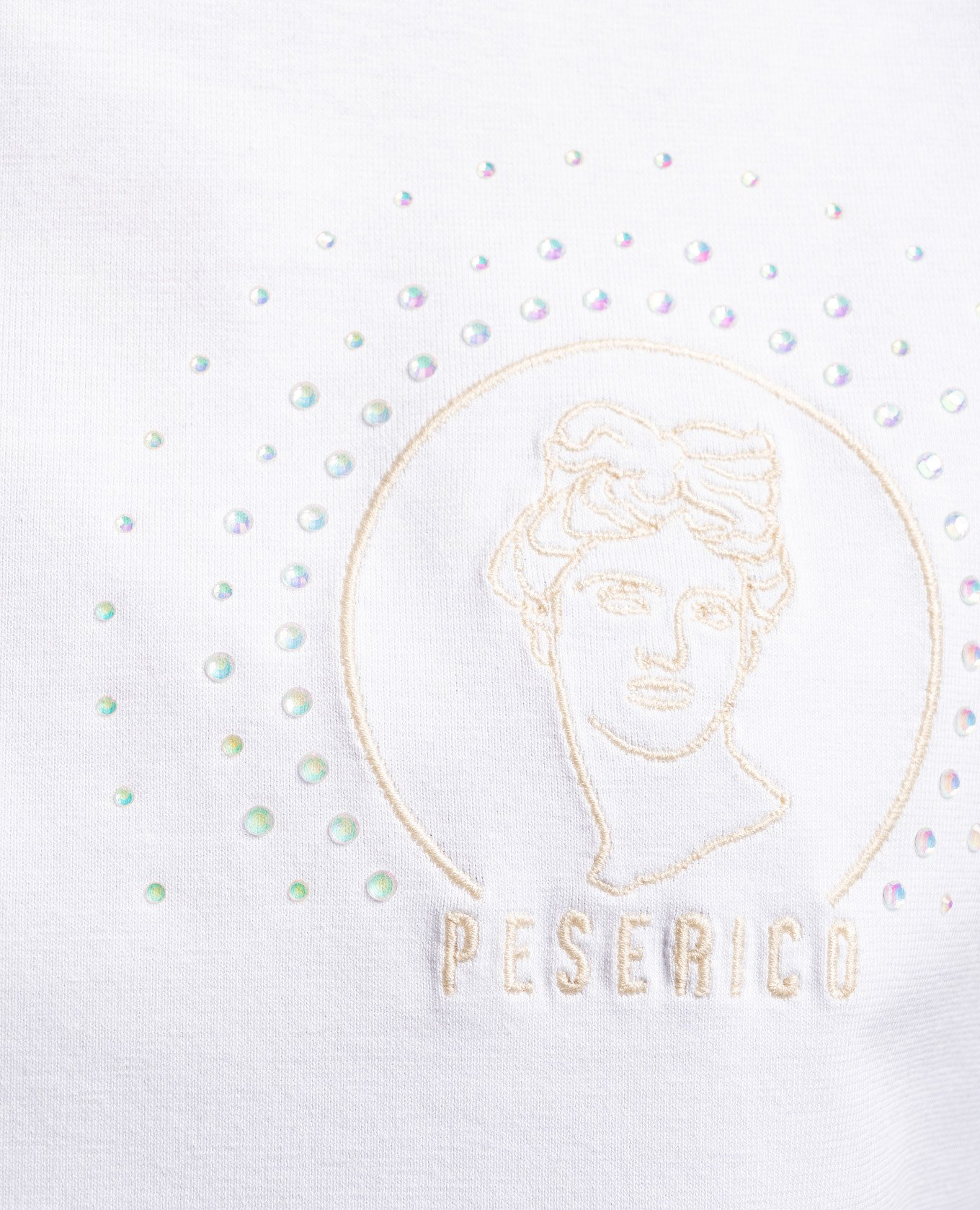 

White t-shirt with crystal logo embroidery Peserico