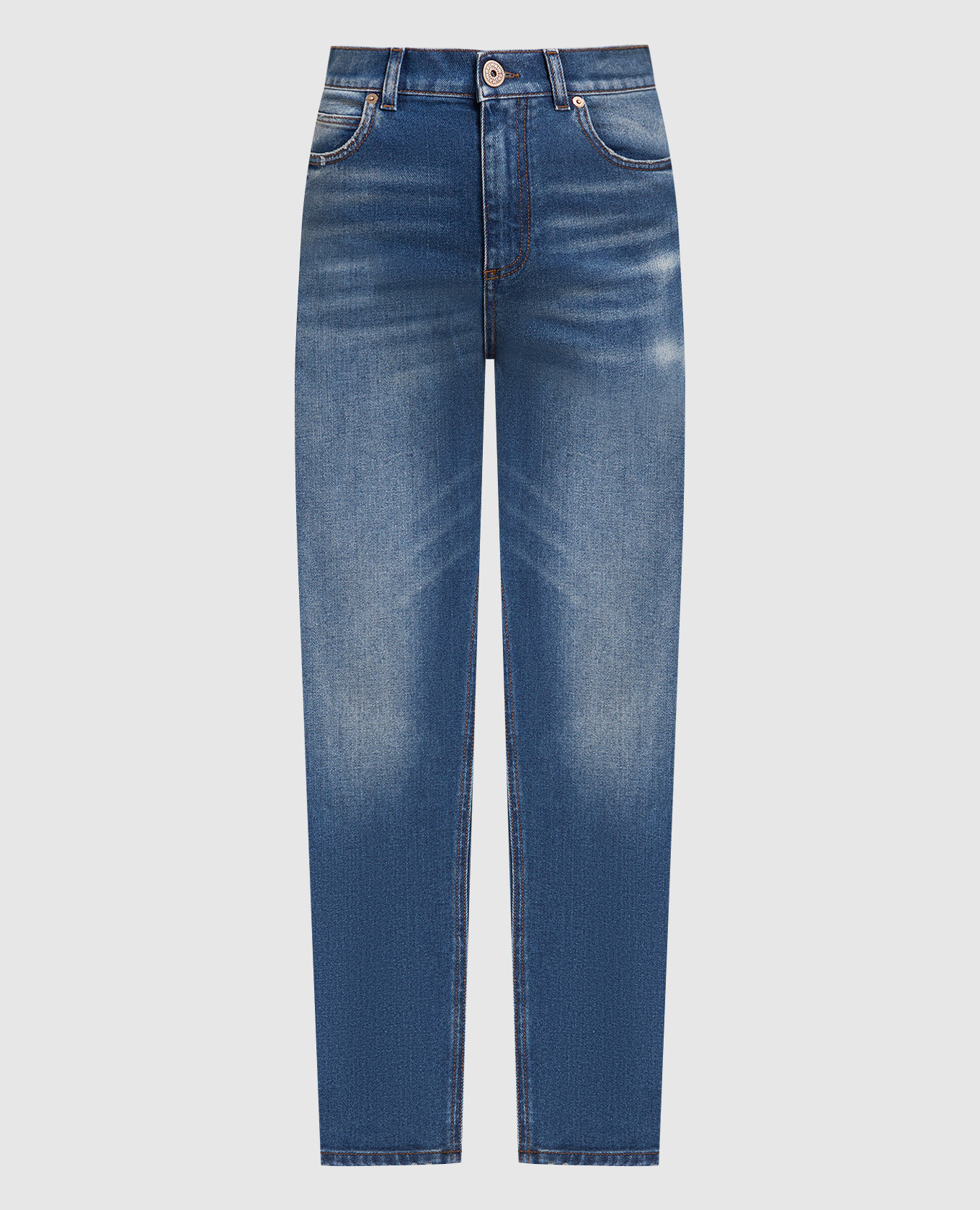 Blue slim jeans with a distressed effect Balmain